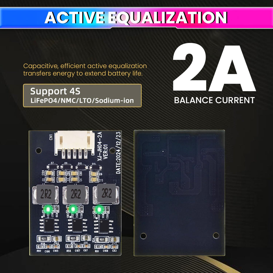 4S 2A Active Energy Balancer Board – Inductive Voltage Energy Equalization for LiFePO4 / Li-ion / Lipo / LTO Battery Packs (2.8V–4.2V) amiciKart