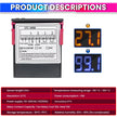 Digital Temperature Controller AC 220V with Dual 10A Relay Precise Heating & Cooling Thermostat