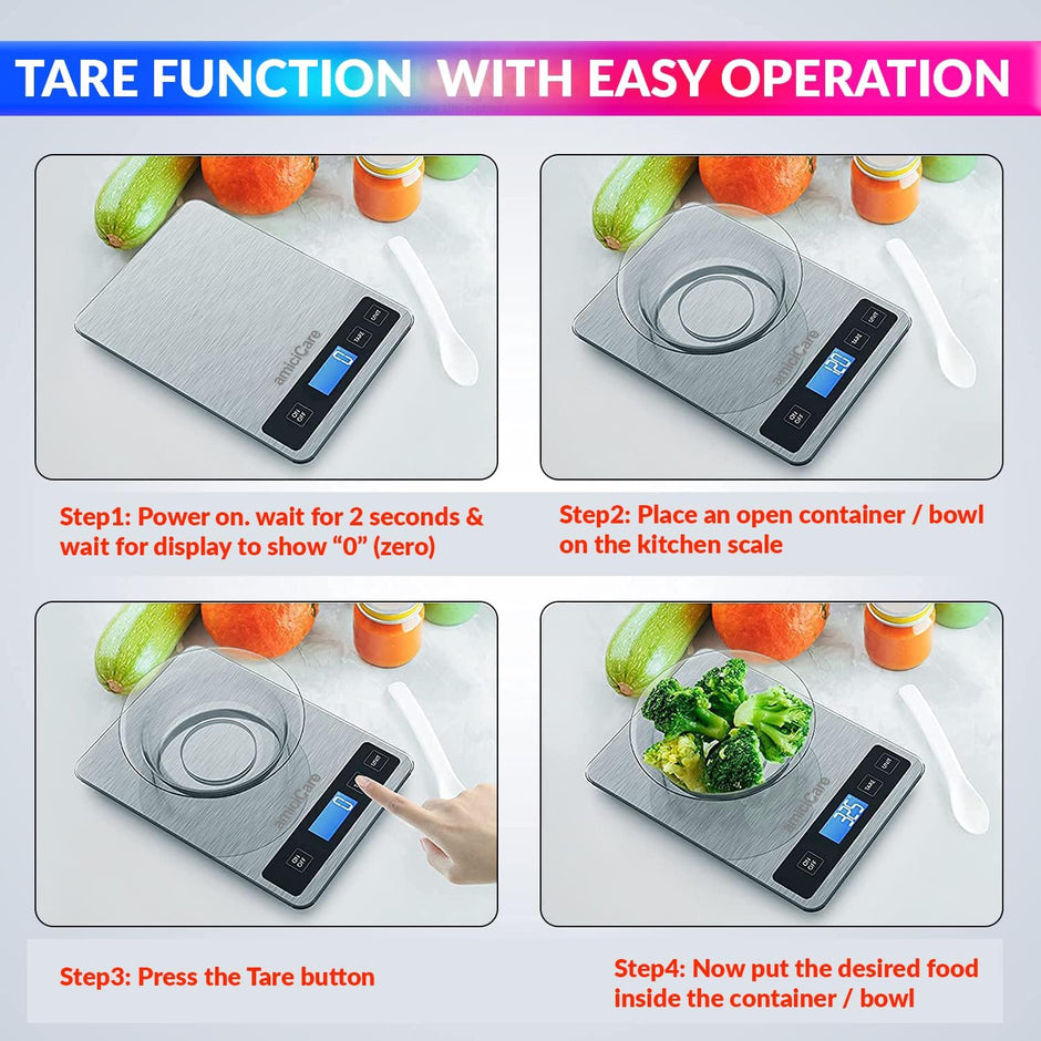 Digital Food Nutrition Measurement Scale (5g~15kg), 1g Precision, AiFresh Mobile App