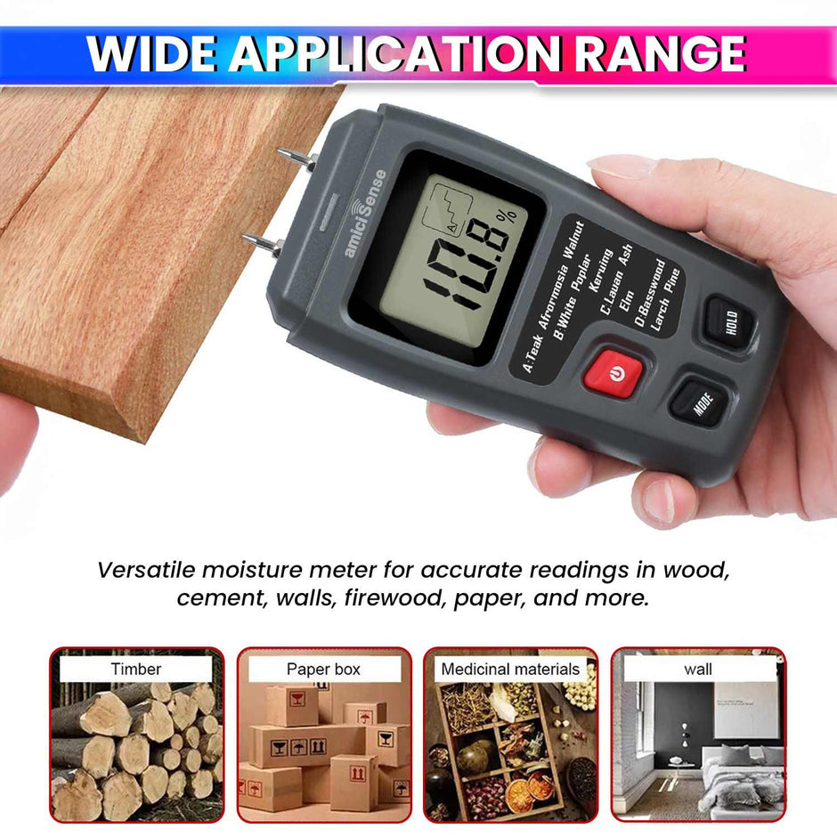 Wood Moisture Meter Digital Humidity Tester for Wood, Cement Motor, Wall, Firewood, Paper, etc