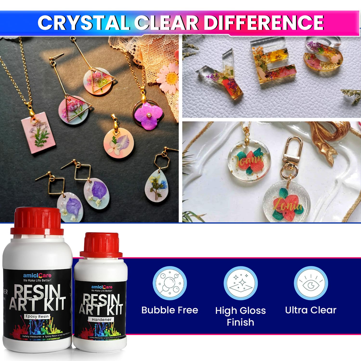Epoxy Resin Art Kit – Crystal Clear High Gloss Resin for DIY Crafts ( 350ml )