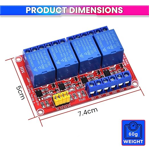Relay Module with Optocoupler – 12V/24V, High/Low Trigger, Compatible with Arduino