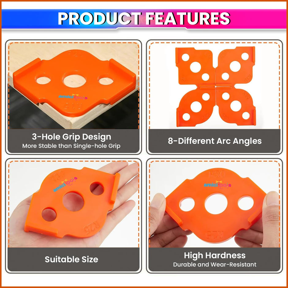 Woodworking Router Template Set– 4 Double-Sided Corner Radius & Straight Edge Jigs for Precision Wood Shaping amiciKart