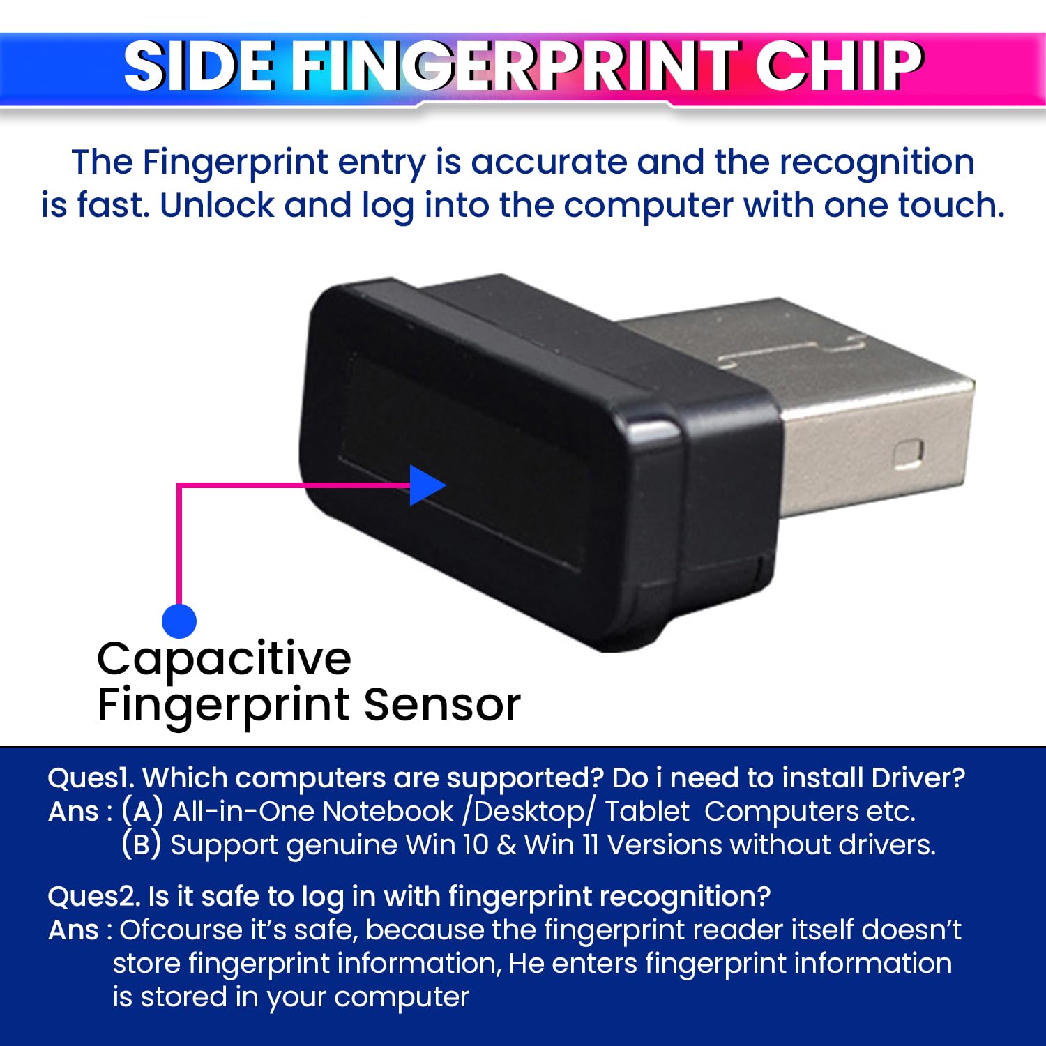 USB Fingerprint Reader for Desktop/Laptop Password-Free Login, Biometric Scanner Compatible with Windows 10/11 amiciKart c0tmiz-hs.myshopify.com