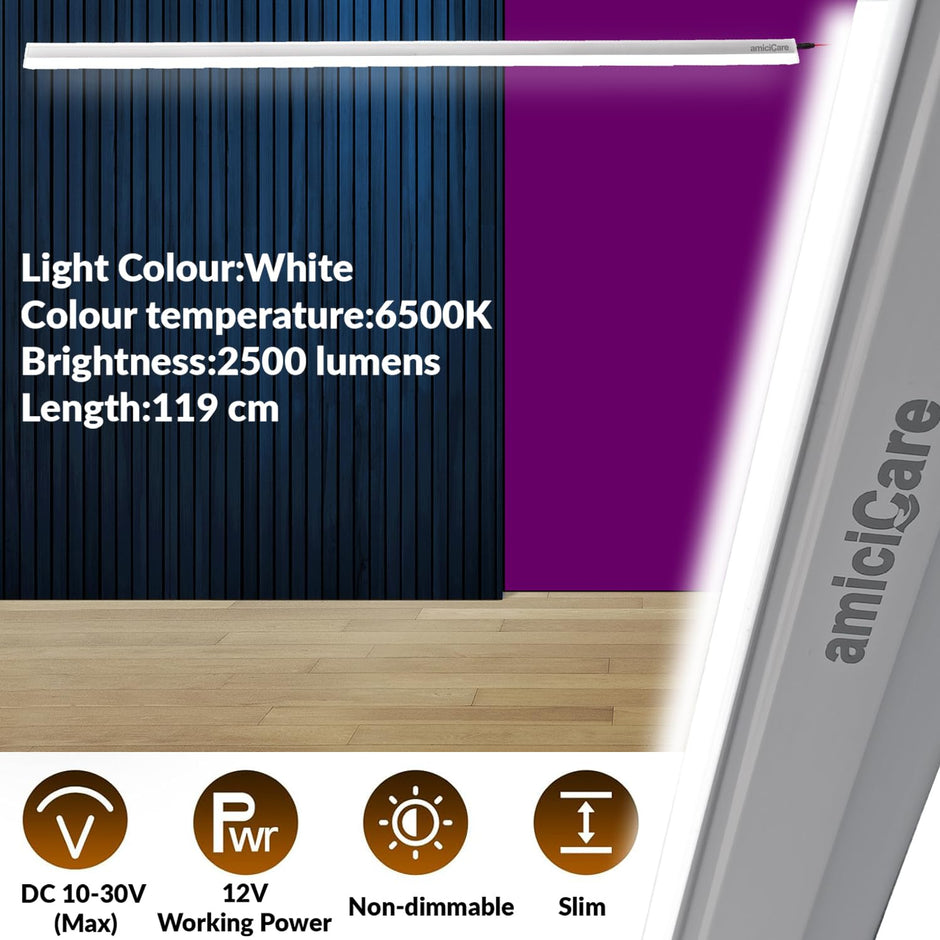 amiciCare 20W Tubelight for Off-Grid Solar System, Flicker-Free | Energy-Efficient | Voltage Range DC LED Batten 10~30VDC Power Supply (Pack of 2)
