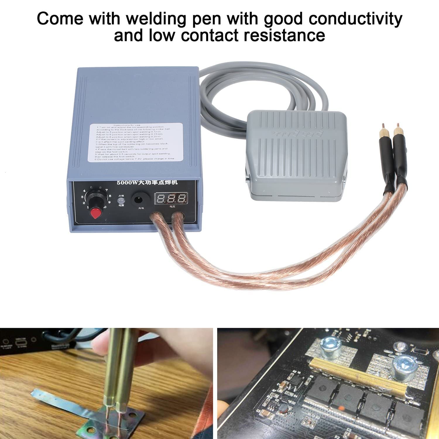 5000W Mini Spot Welder for 18650/21650 Battery | 0.15mm Nickel Strip | Portable DIY Kit