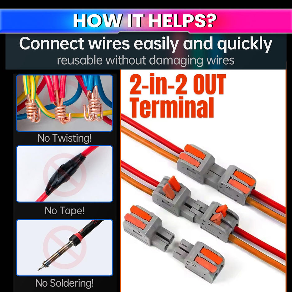 Fast Wire Clip Connectors– Quick Disconnect, No Twisting or Extra Wiring Needed