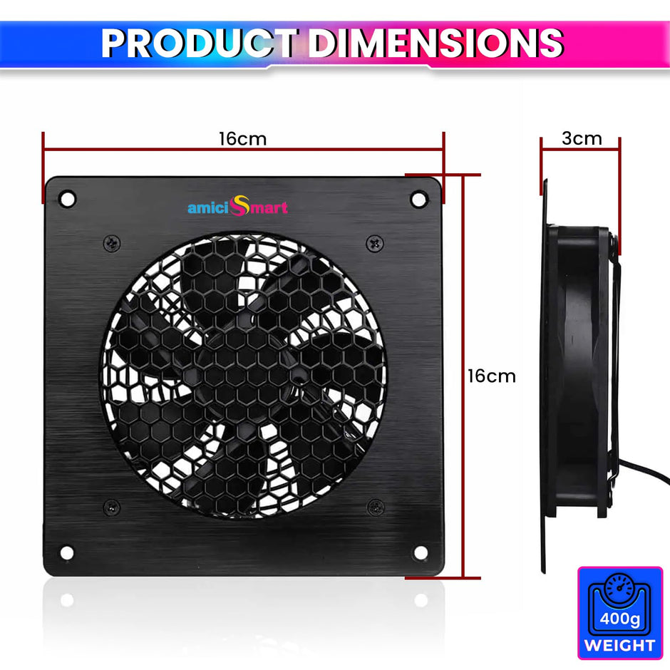 Speed Control Cooling Fan with Thermostat 120mm High CFM Ventilation Auto Temperature Control 0–60°C
