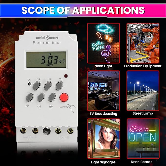 Timer Switch 25a Digital Timer Switch Relay 25A 220V 28 Schedule 7-Day | Amicikart ...