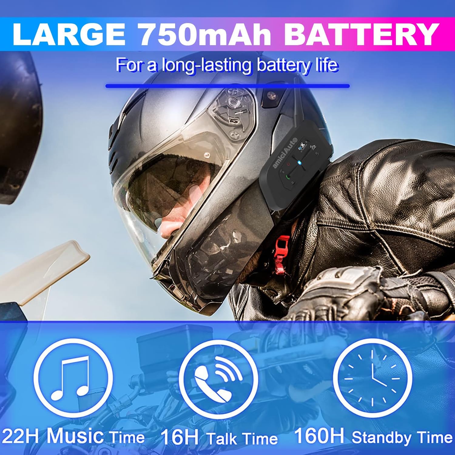 Ejeas V7 Bluetooth Motorcycle Helmet Intercom with Noise Reduction and Voice Assistant amiciKart c0tmiz-hs.myshopify.com