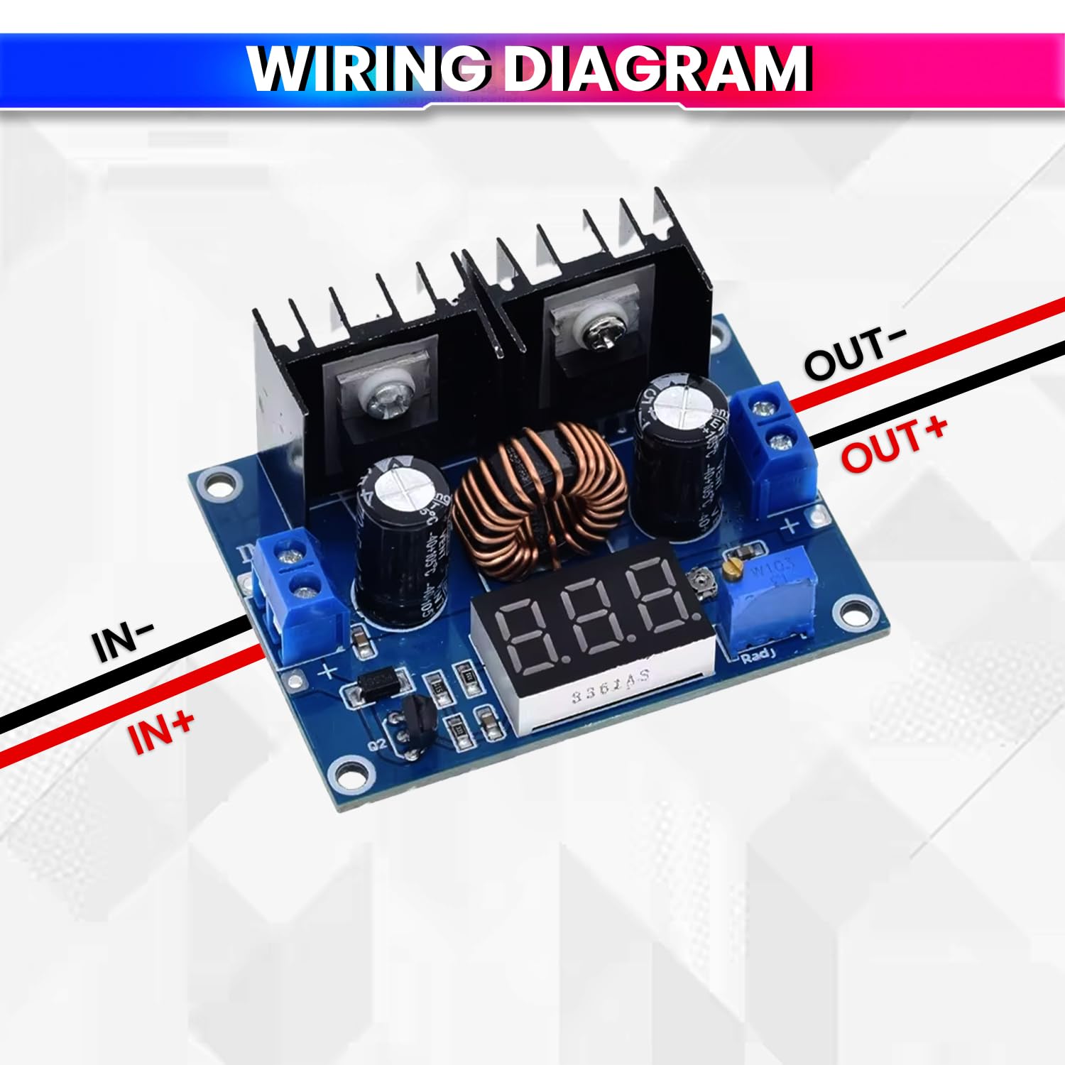 DC-DC Buck Converter, XH-M404 DC 4-40V to 1.25-36V 8A 200W Step-Down Module amiciKart