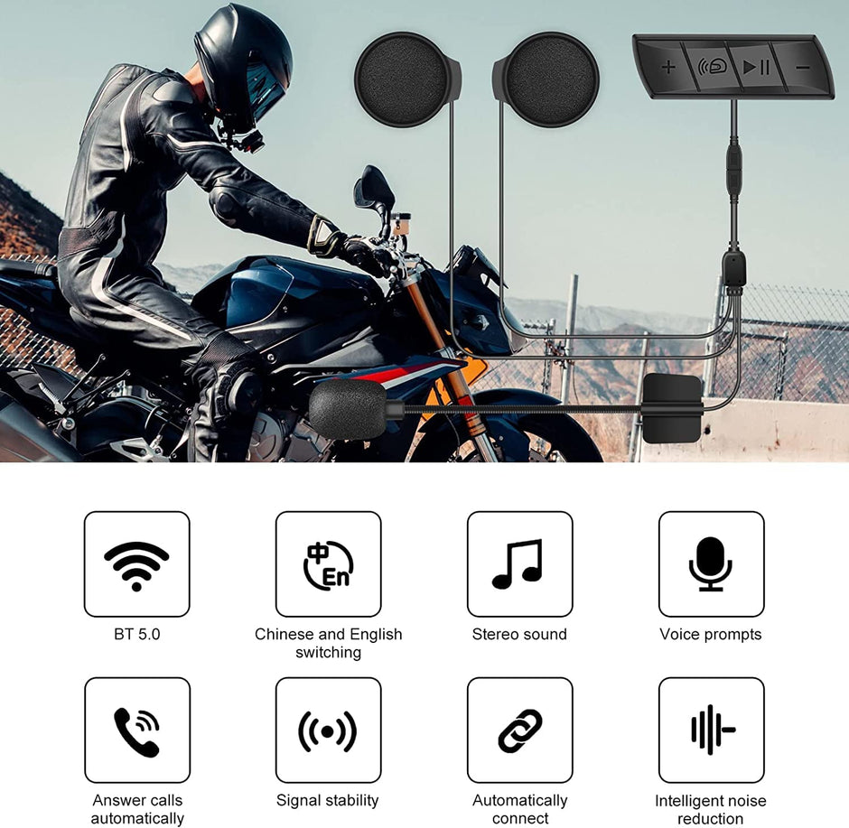 Bluetooth 5.0 Helmet Headset, Wireless Over-Ear Headphone for Motorcycle Riders (M7) amiciKart