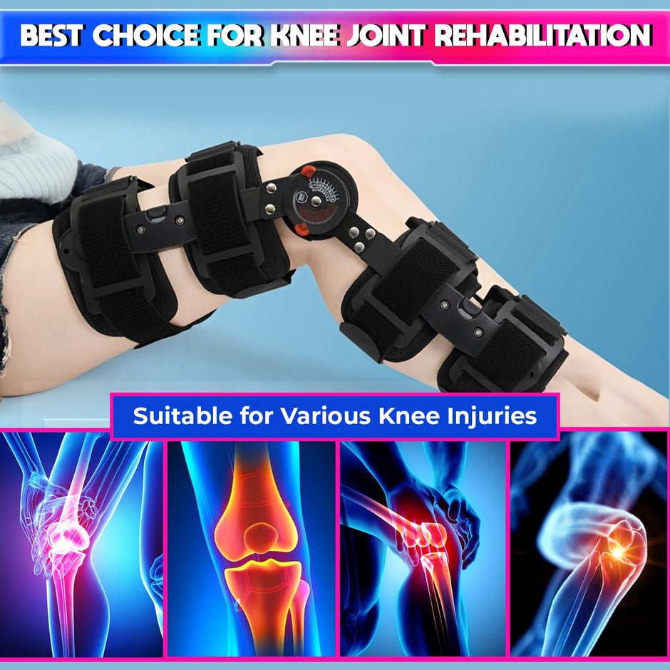 Premium Knee Support Brace- Post OP Splints Adjustable Length for Enhanced Comfort/Mobility