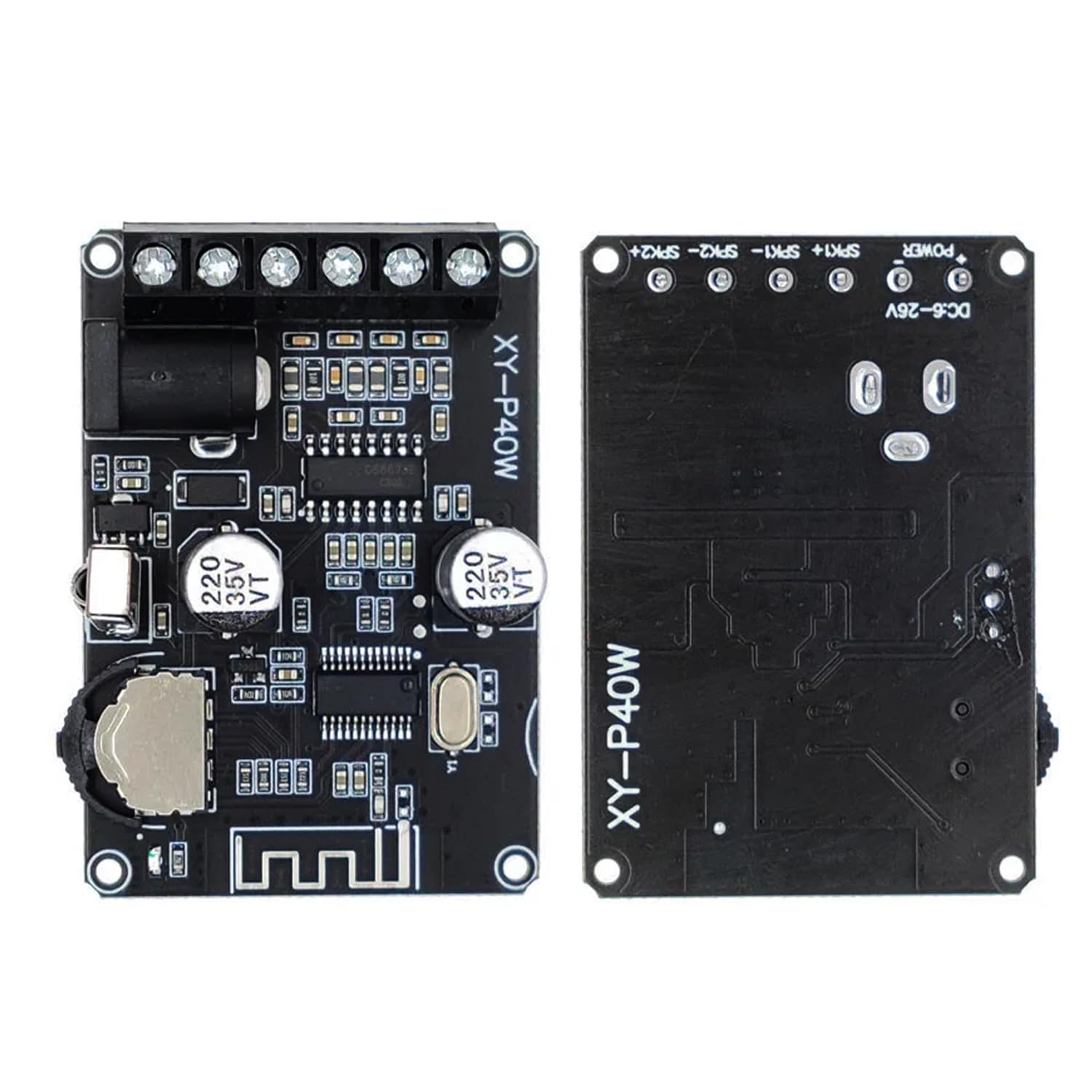 Mini Bluetooth 5.0 Amplifier Board – Dual Channel, Stepless Tuning, AUX Input/Output, DC 8–24V DIY Speaker Audio Module