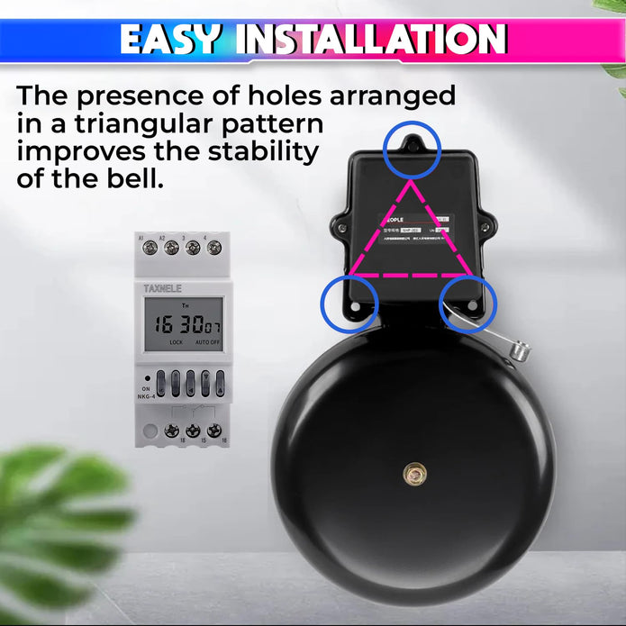 Automatic School Bell 120dB with Weekly Timer, 40 Programs & 1–99s Ring, 220V