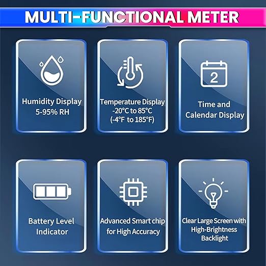 Digital Hygrometer Thermometer with LCD Display – Temperature & Humidity Monitor with Clock