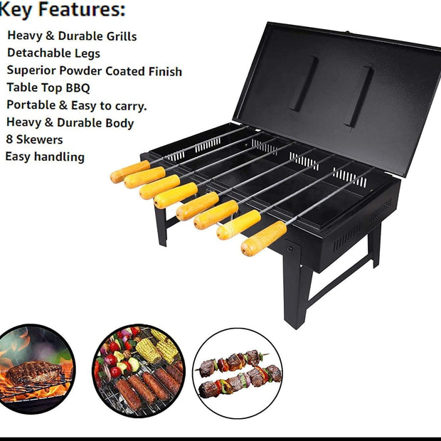 Portable Charcoal Barbecue Grill, Foldable Briefcase Design with Foldable Legs amiciKart c0tmiz-hs.myshopify.com
