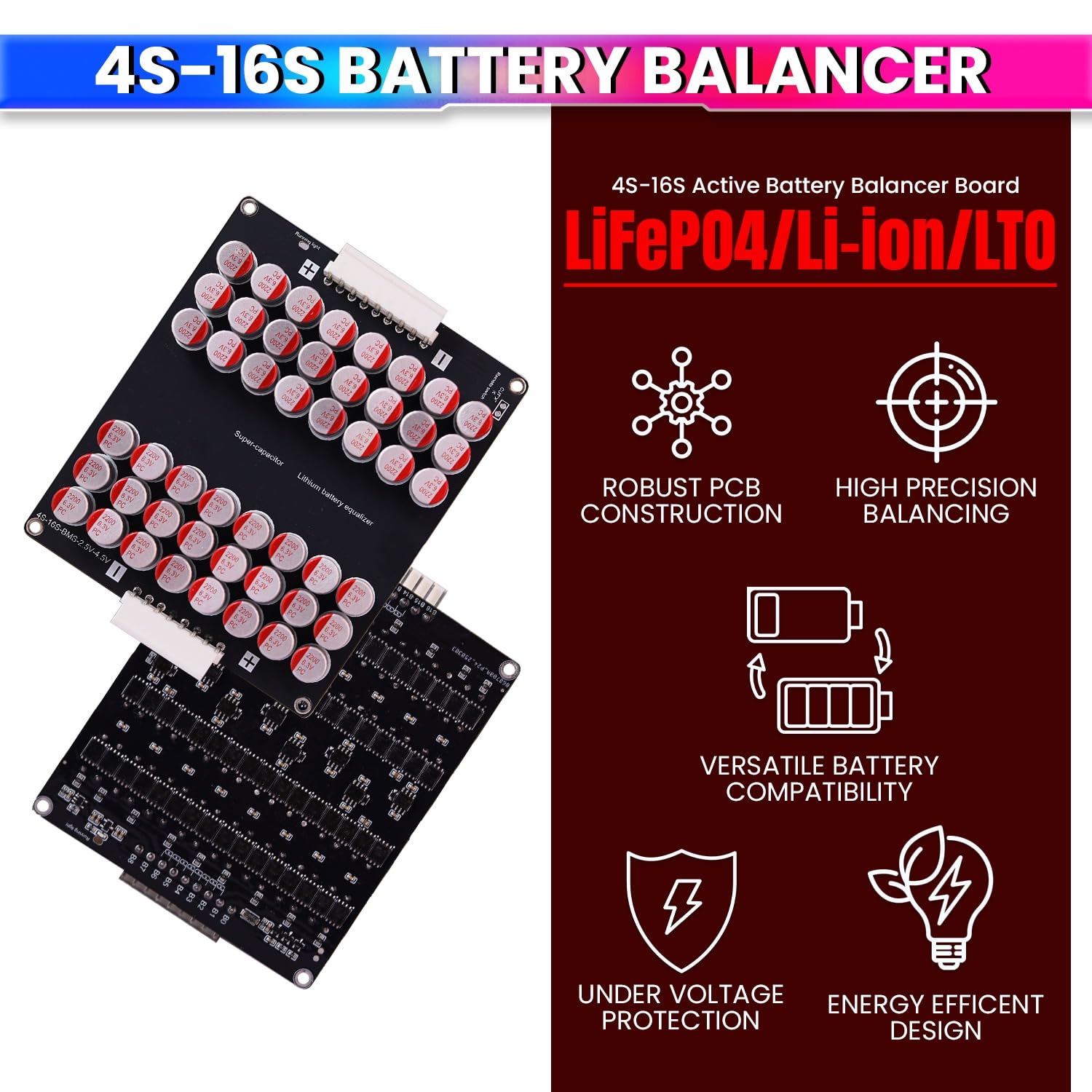 Active Balancer | Equalization Capacitor Board for Batteries | Energy Equalizer, Undervoltage Protection amiciKart c0tmiz-hs.myshopify.com
