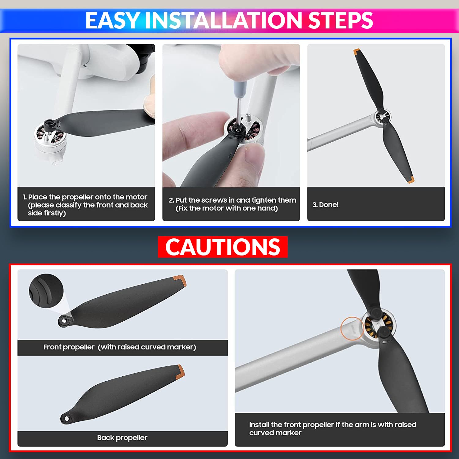 DJI Mini 3 Pro Drone Propellers, Low Noise Replacement Drone Wings, Dual Color amiciKart c0tmiz-hs.myshopify.com