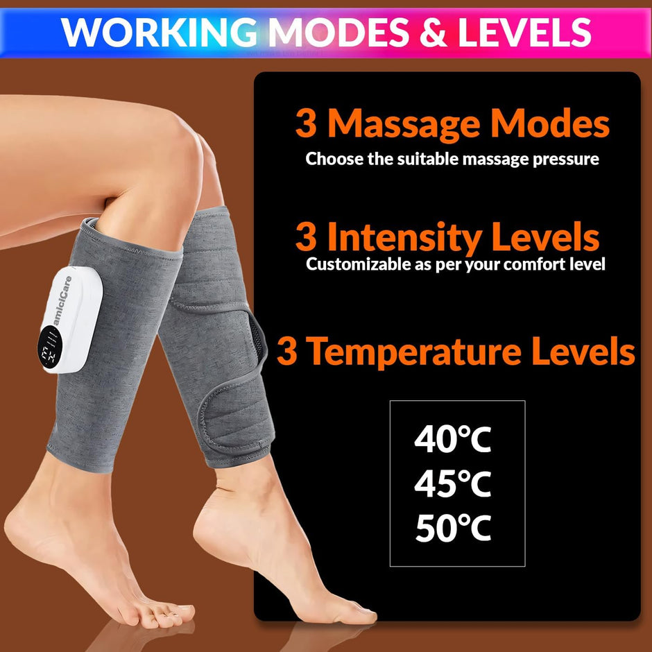 Leg Massager, Air Pressure Calf Massager with 3 Working Mode and Hot Compress