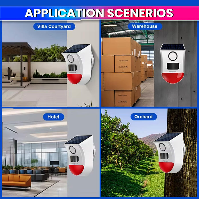 WiFi Motion Sensor Alarm with Solar Charging – Smart PIR Siren, Remote & App Control
