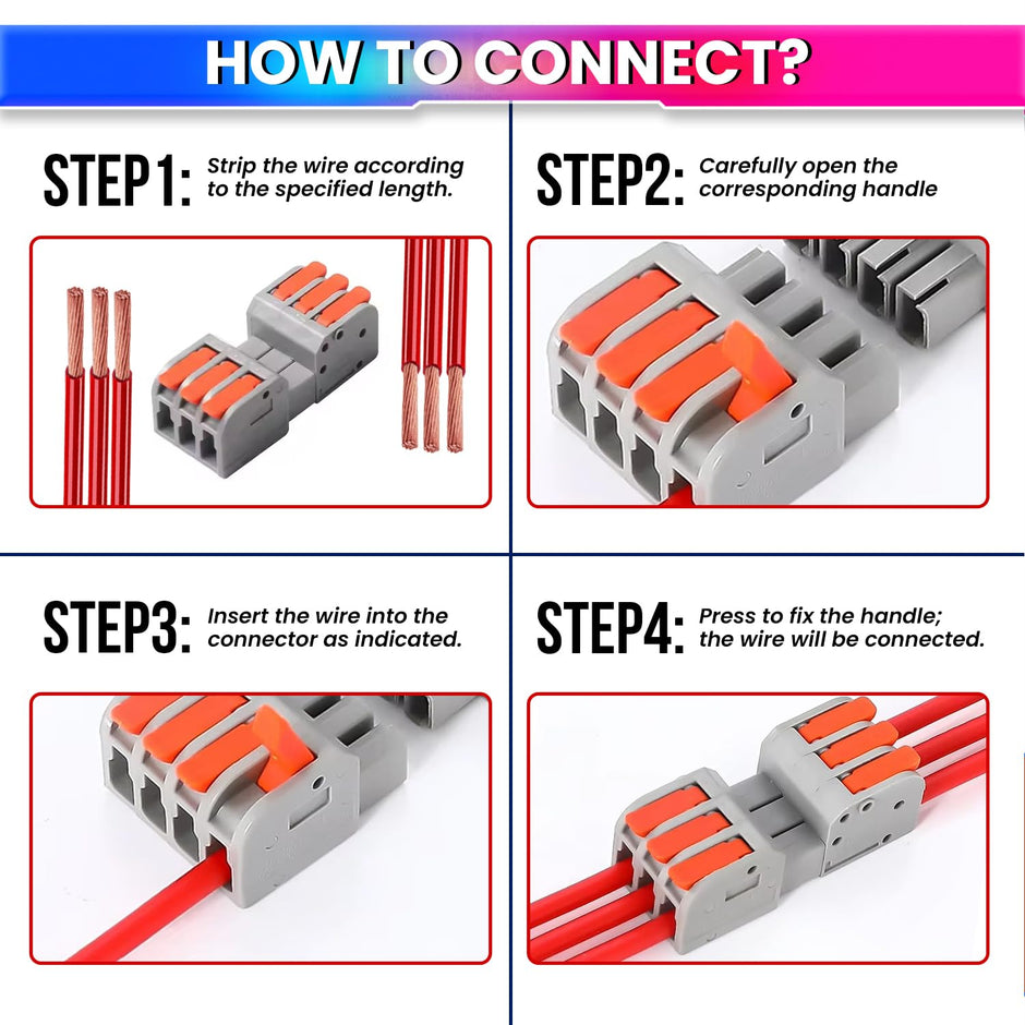 Fast Wire Clip Connectors– Quick Disconnect, No Twisting or Extra Wiring Needed