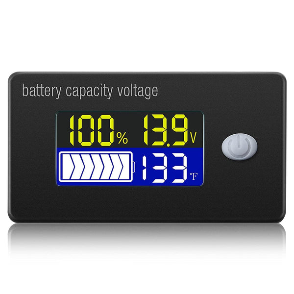 DC 10–100V Battery Capacity Indicator – Charge, Voltage Monitor with Temp Sensor & Alarm