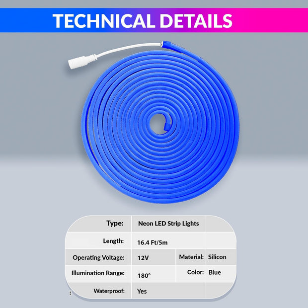 Blue 5M LED Strip Light Flexible Waterproof Decorative String For Diwali, Christmas or Home Décor