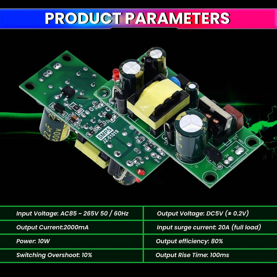 amiciSmart AC to DC Buck Converter, 85-265V AC to 5V DC 2A Power Module, 10W High-Efficiency Step-Down Circuit Board