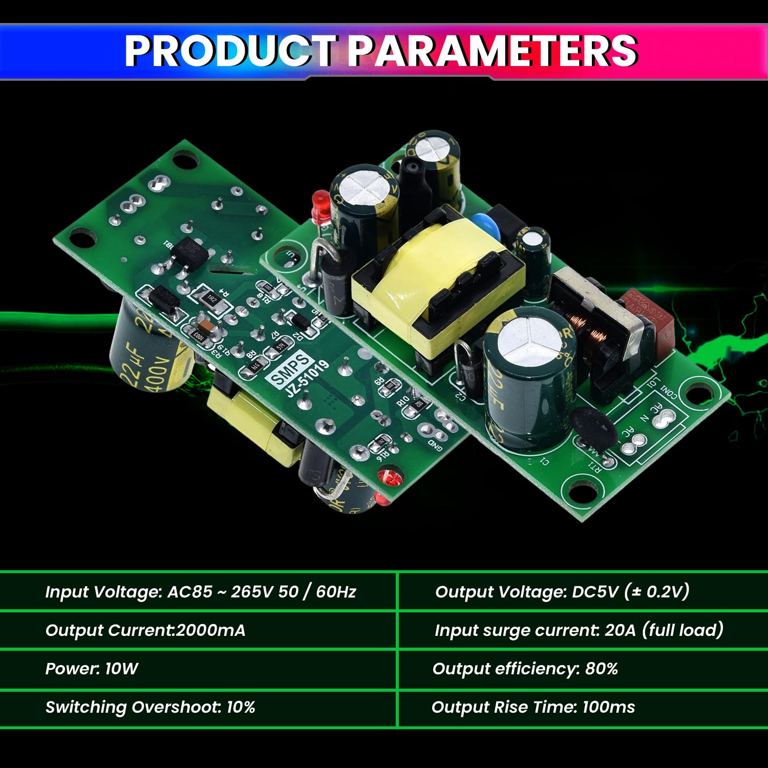 amiciSmart AC to DC Buck Converter, 85-265V AC to 5V DC 2A Power Module, 10W High-Efficiency Step-Down Circuit Board