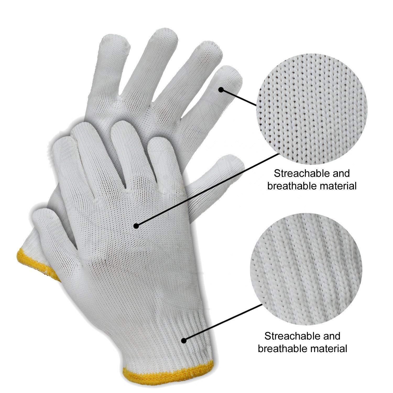 Lint Free Nylon Gloves, Clean Room gloves, Free Size, White Color (3 Pair Gloves) amiciKart
