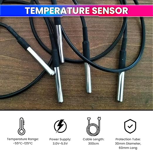 DS18B20 Waterproof Temperature Sensor – 3m Cable, Stainless Steel Probe, -55°C to +125°C amiciKart c0tmiz-hs.myshopify.com