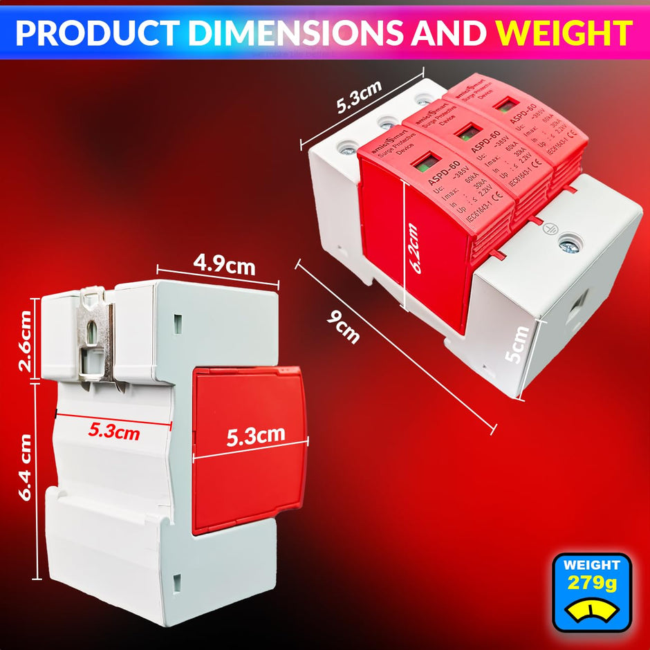 amiciSmart AC Surge Protector, 385V 30KA~60KA SPD Lightning Protection Device