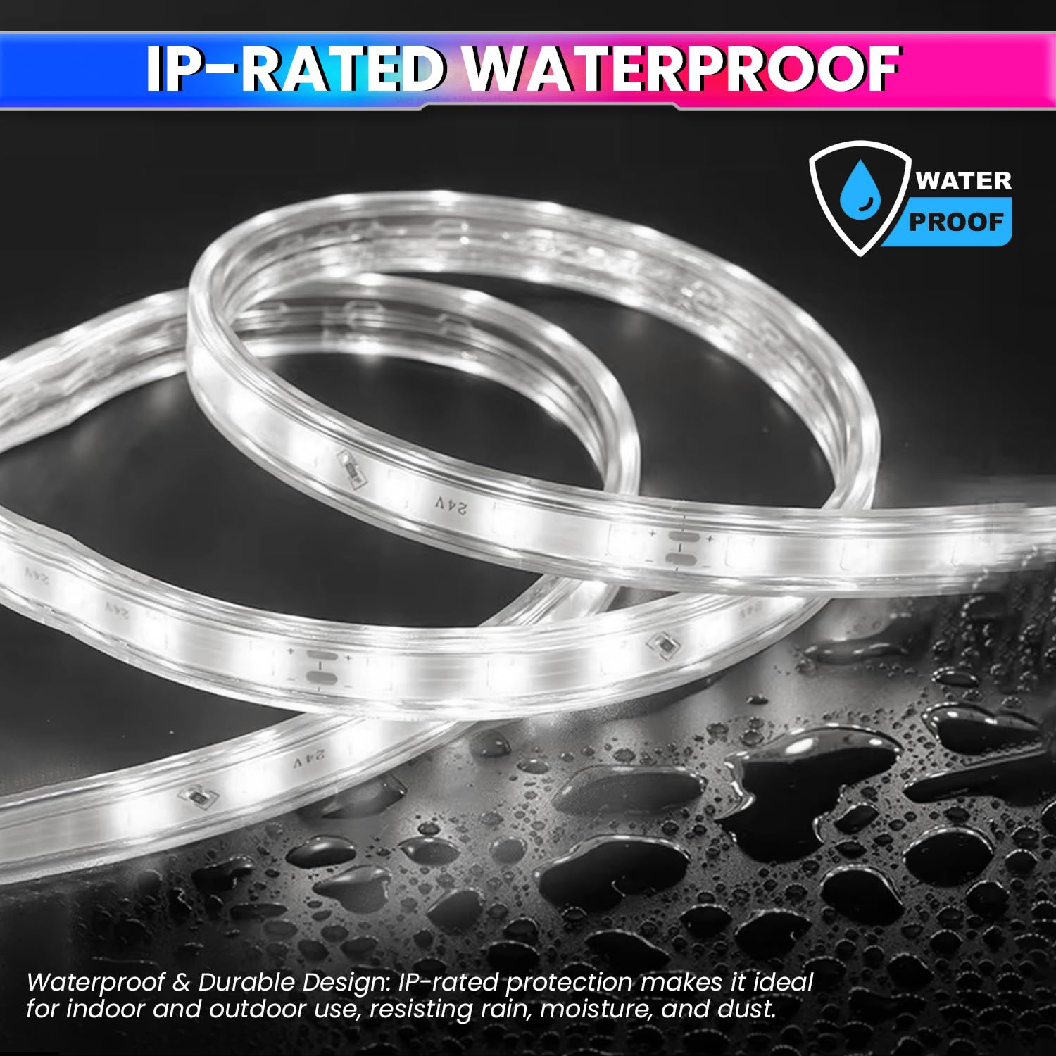 Cool White Waterproof LED Rope Light 18M Energy-Efficient Lights for Home, Events & Décor Flexible Strip with 120 LEDs/m