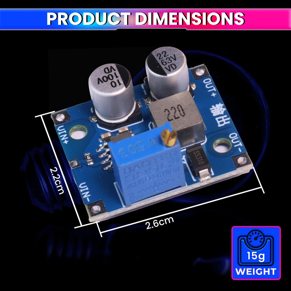 amiciSolar LX8015 DC-DC Adjustable Step-Down Power Module | 5-80V Input to 1-60V Output | 1.5A Peak Current | High Efficiency Buck Converter