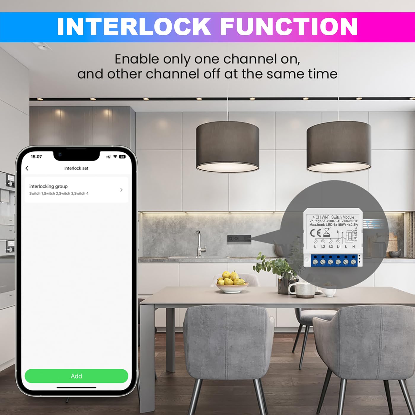 4-Gang WiFi Smart Switch | 10A 220V | Dual Way Control with Interlock | Works with Alexa & Google amiciKart c0tmiz-hs.myshopify.com