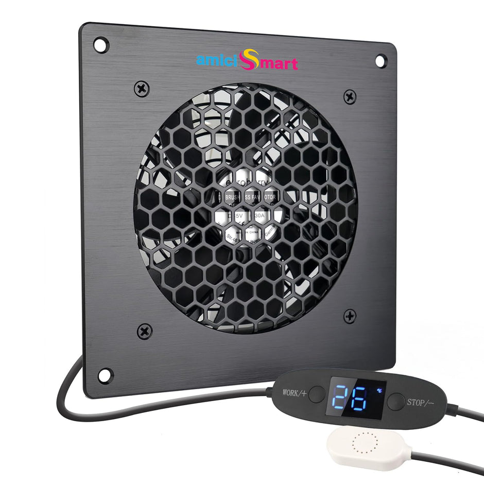 Speed Control Cooling Fan with Thermostat 120mm High CFM Ventilation Auto Temperature Control 0–60°C