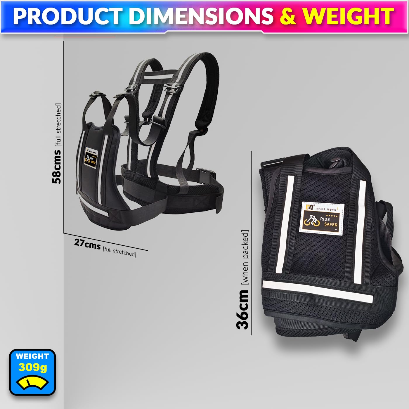 Baby Harness for Two-Wheeler, Kids Motorcycle Safety Belt with Adjustable Straps (1–6 Years)