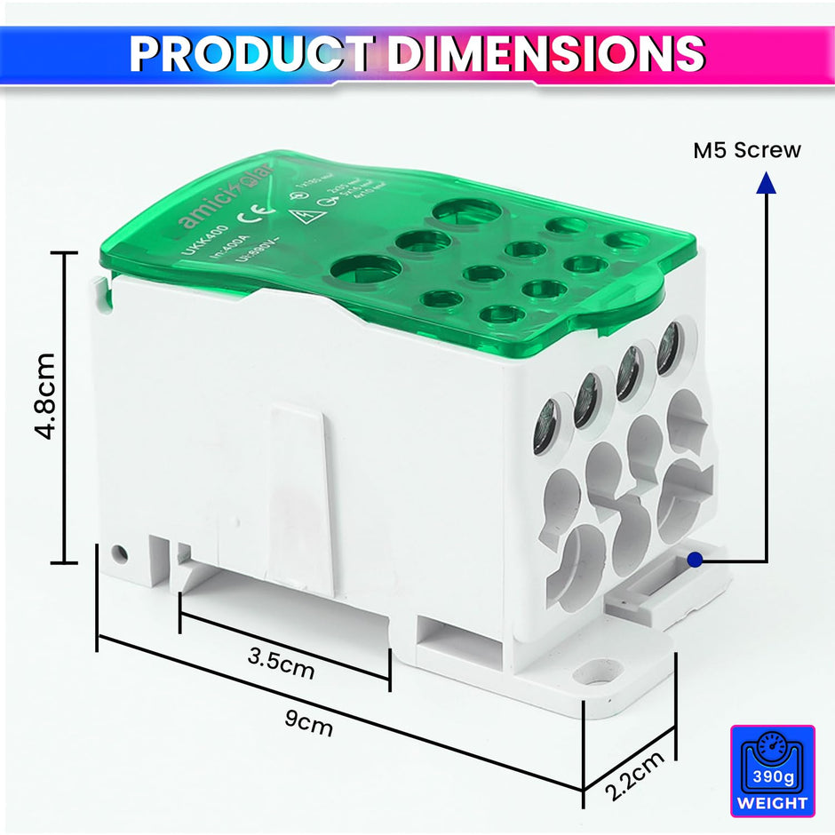 Heavy-Duty Terminal Block Junction Box | Multiple Output Ports with Brass Connectors amiciKart
