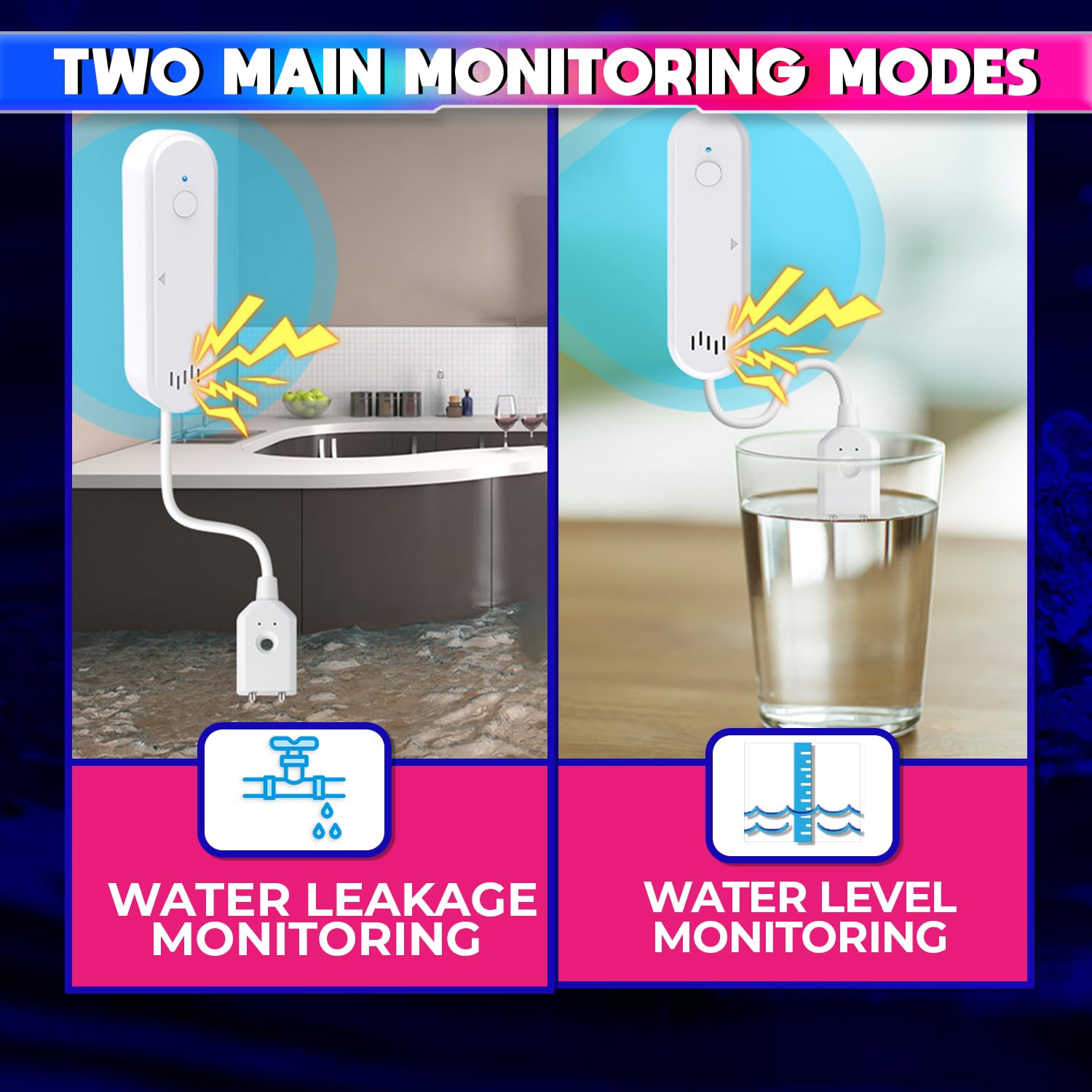 Water Leakage Sensor, WiFi Water Level Detector with 80dB Loud Alarm and SmartLife Mobile App amiciKart c0tmiz-hs.myshopify.com