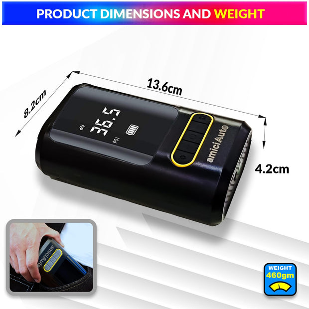 Wireless 50W Tyre Pump, Dual Power/Type-C Rechargeable Inflator-4 Nozzles Attachments amiciKart c0tmiz-hs.myshopify.com