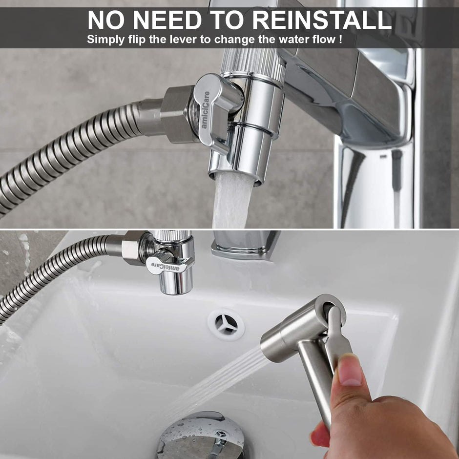 Tap Diverter Valve Faucet Splitter, Water Tap Connector with F22 Input with M24 Adapter