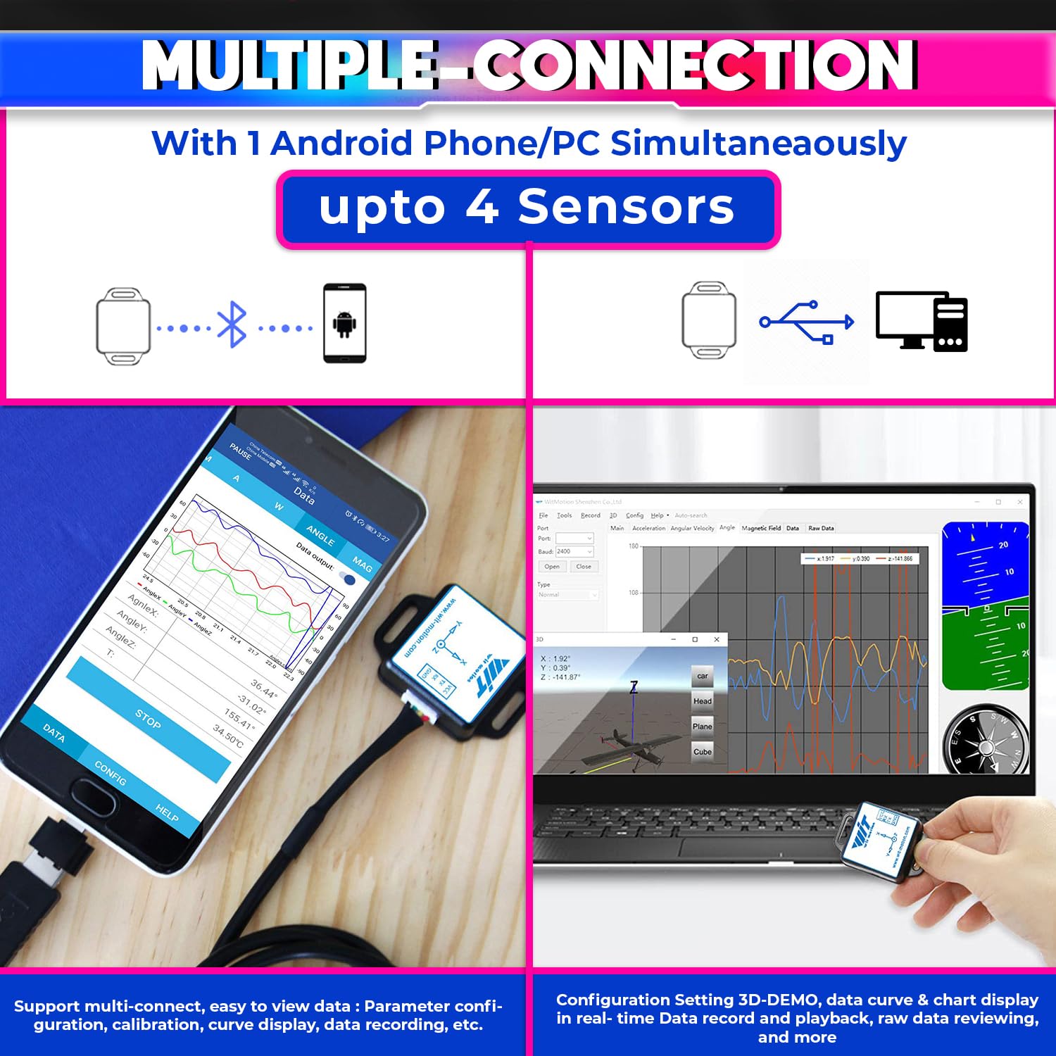 9-Axis Gyro Sensor – Accelerometer, Magnetometer & Inclinometer with Kalman Filter (Bluetooth 5.0)