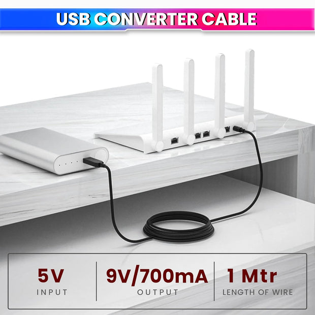 USB Power Boost Converter Cable 5V to 9V Step-Up Module | 2.1x5.5mm DC Plug