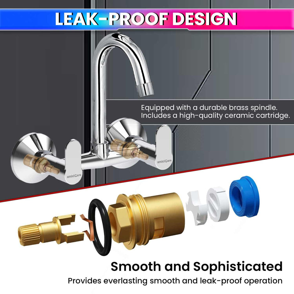 100% Pure Brass Sink Mixer Tap – Corrosion-Resistant Dual-Handle Hot & Cold Water Mixer