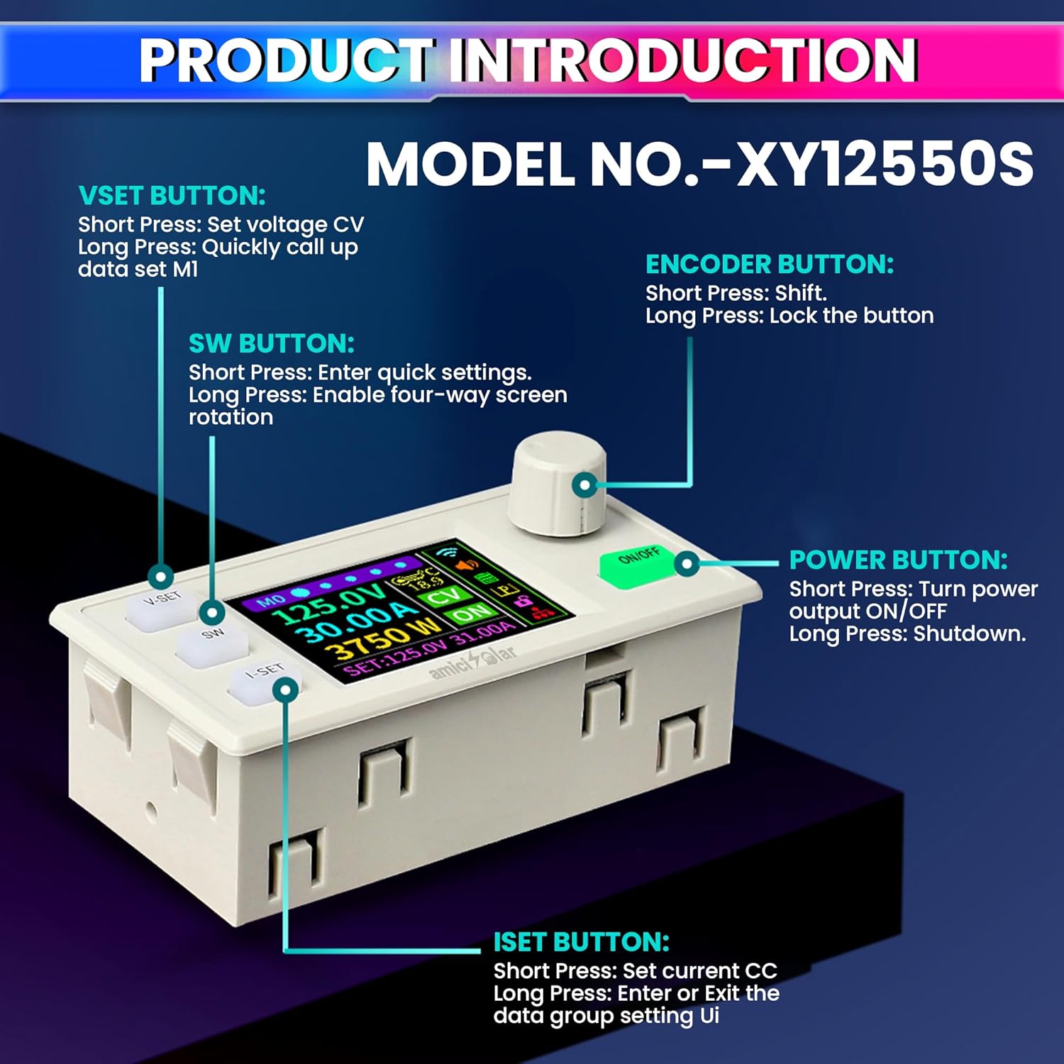 XY12550S CNC DC Adjustable Step-Down Power Supply Module 6250W 125V 50A with 0.01V/0.01A Precision Control,