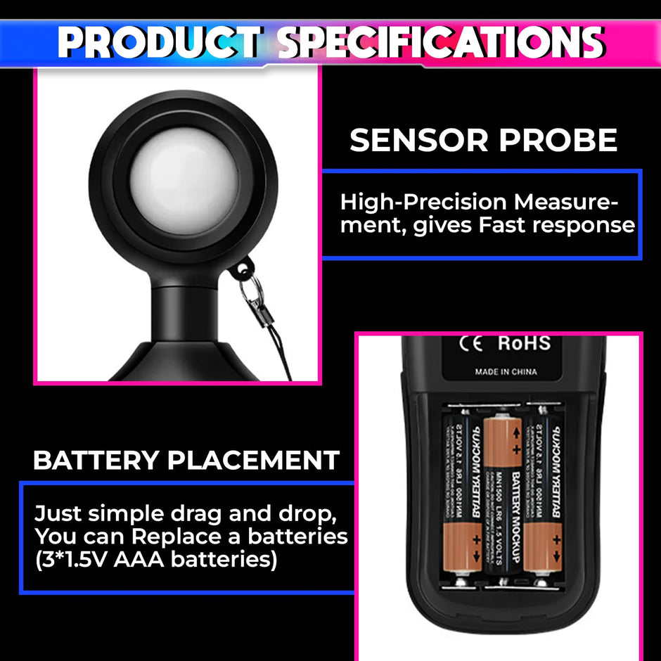 Digital Luxmeter, 200K Lux Photometer with 0.5sec Response Time with 4-Digit Digital Display