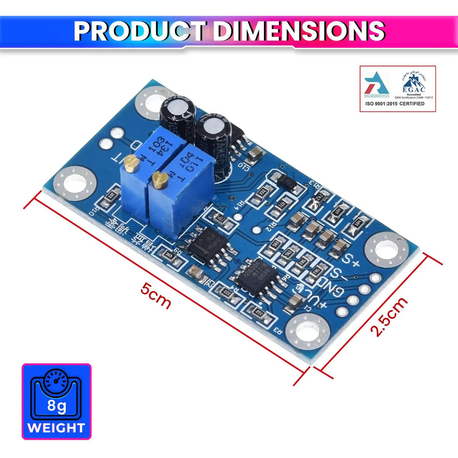 AD620 Microvolt Voltage Amplifier Module, Adjustable Gain 1.5–10,000X, High-Precision Signal Amplifier Board with Built-in Negative Voltage Generator
