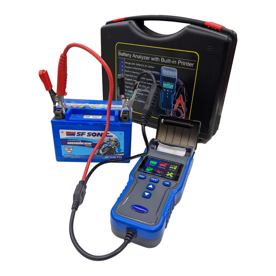 Car Battery Analyzer, 100~2000 CCA Battery Auto Cranking and Charging State Tester, 12/24V Battery Health Test amiciKart