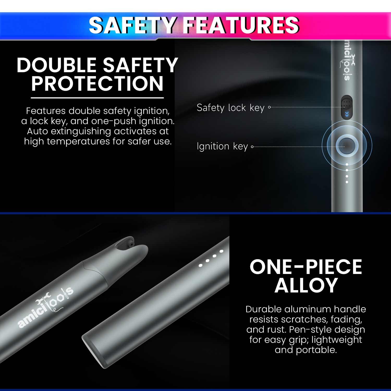 Ultra-Slim Plasma Lighter, Type-C Rechargeable, Windproof & Flameless with Safety Switch amiciKart c0tmiz-hs.myshopify.com